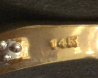 14k Gold Ring with Three Diamonds