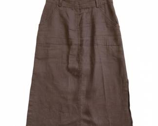 Womens Linen Blend Maxi Skirt with Pockets and Slit