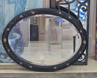 Oval Decorative Mirror with Floral Motif