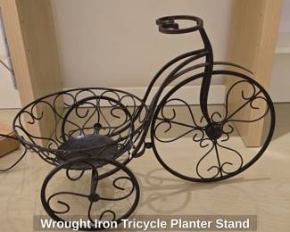 Wrought Iron Tricycle Planter Stand