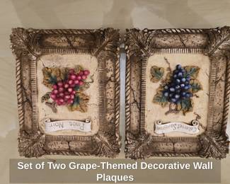 Set of Two GrapeThemed Decorative Wall Plaques