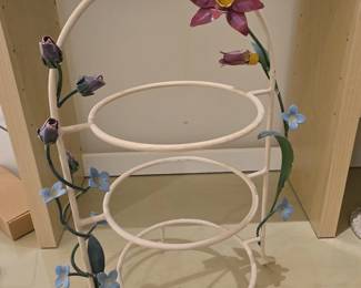 Metal Floral Tiered Plant Stand