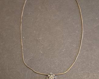 Vintage Marcasite and Pearl Pendant Necklace