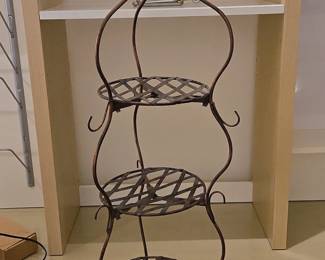 Ornate Wrought Iron ThreeTiered Plant Stand
