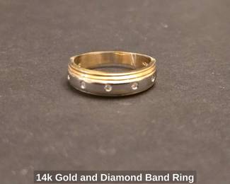 14k Gold and Diamond Band Ring