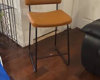Modern Counter Stool with Faux Leather Seat