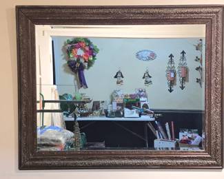 Ornate Bronze Finish Wood Mirror