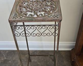 Ornate Cast Iron Plant Stand with Scrolling Motifs