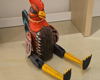 Articulated HandPainted Wooden Rooster Figurine