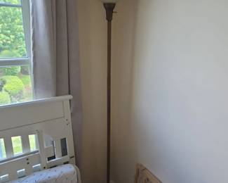 Vintage Tulip Style Torchiere Floor Lamp with Frosted Glass Shade
