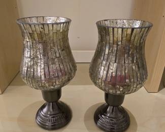 Mercury Glass Hurricane Candle Holders