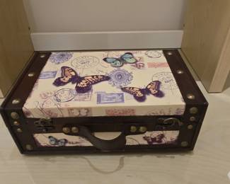 Vintage TravelThemed Butterfly and Postmark Storage Box