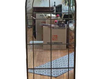 Wrought Iron Arch Windowpane Mirror