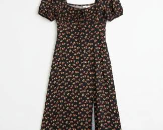 Hesperus Floral Print Puff Sleeve Midi Dress