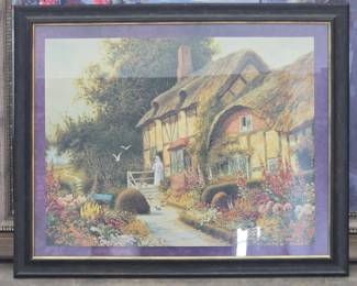 English Cottage Garden Print by Arthur Claude Strachan