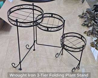 Wrought Iron Tier Folding Plant Stand