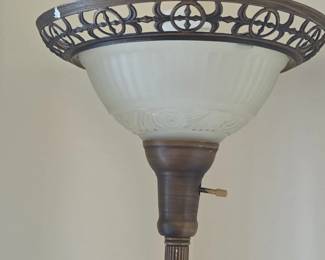 Vintage Tulip Style Torchiere Floor Lamp with Frosted Glass Shade second image