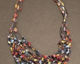 MultiStrand Woven Ribbon Yarn Necklace