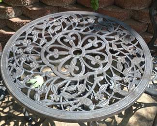 Cast Iron Garden Bistro Set with Birds and Flowers Motif third image