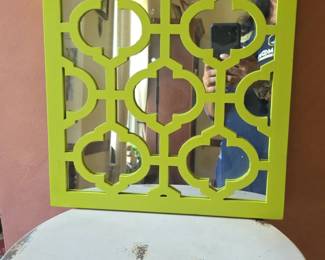Geometric Trellis Lattice Wall Mirror