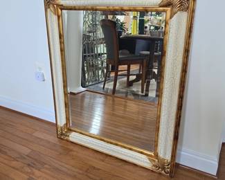 Ornate Gold and Cream Crackle Finish Wall Mirror
