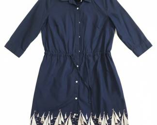 Tommy Hilfiger Womens Navy Blue Shirt Dress with Sailboat Print