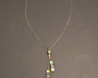 Sterling Silver YNecklace with Crystal Cube Pendants
