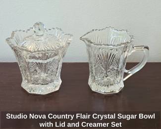 Studio Nova Country Flair Crystal Sugar Bowl with Lid and Creamer Set