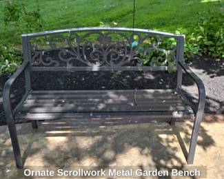 Ornate Scrollwork Metal Garden Bench