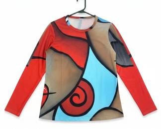 Abstract Print Long Sleeve Rash Guard