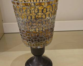 Amber Mosaic Glass Hurricane Candle Holder