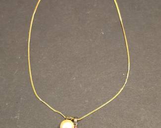 Gold Plated Chain Necklace with Pearl and Gemstone Cross Pendant