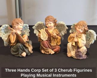 Three Hands Corp Set of Cherub Figurines Playing Musical Instruments