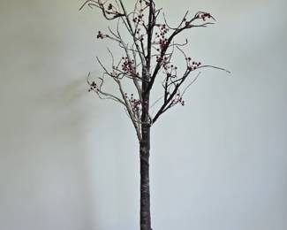 Decorative Artificial Tree with Berries and Bird Figurine