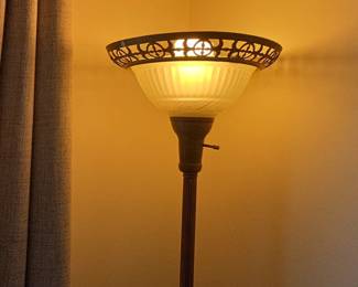 Vintage Tulip Style Torchiere Floor Lamp with Frosted Glass Shade fourth image