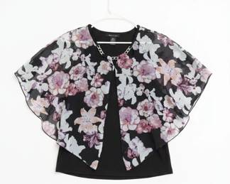Adele May Womens Floral Print Capelet Top