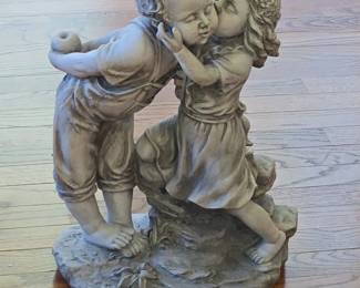 Young Sweethearts Kissing Children Garden Statue