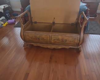 HandPainted Sleigh Storage Bench fourth image