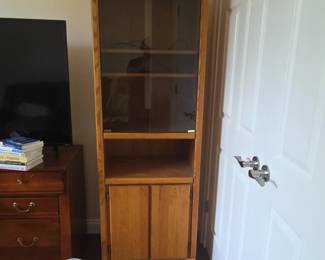 Oak Display Cabinet with Glass Doors