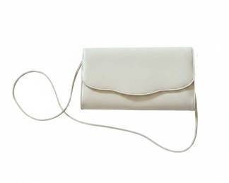 Light Blue Faux Leather Clutch with Scalloped Flap