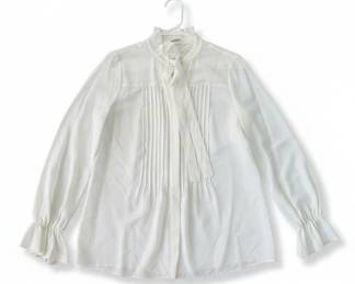Elie Tahari Womens Ruffled Neck Blouse