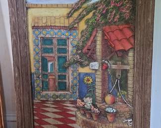 Textured Wall Art Mediterranean Courtyard Scene by Arturo Zarra second image
