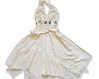 Vintage Mexican Embroidered Halter Dress