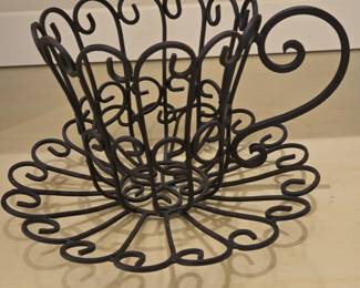 Wrought Iron Teacup and Saucer Planter or Display
