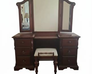 Broyhill Dresser with TriFold Mirror and Stool