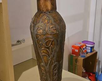 Art Nouveau Style Embossed Metal Vase