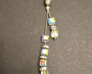 Sterling Silver YNecklace with Crystal Cube Pendants