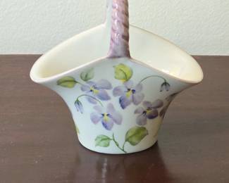 Andrea by Sadek Porcelain Basket with Violet Decoration