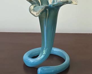 Murano Art Glass Trumpet Vase with Twisted Base