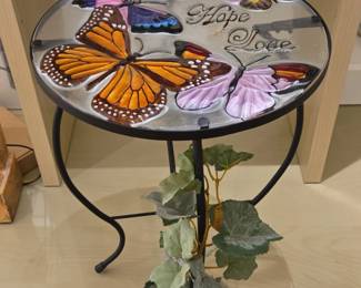 Butterfly Garden Accent Table with Faith, Hope, Love Inscription